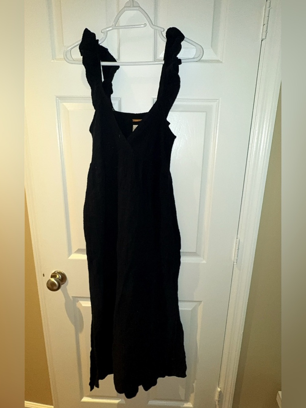 Pristine Magaschoni Black Gauzy Cotton Flutter Maxi Dress Size: Small - Picture 2 of 7